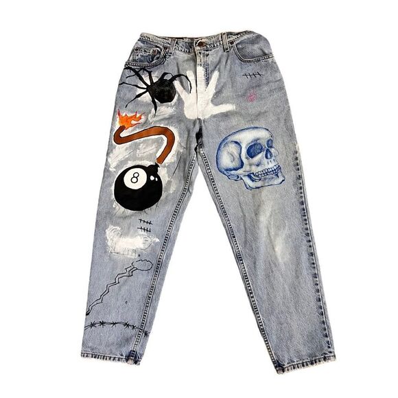 Vintage Levi's 551 Custom Paint Jeans - Picture 1 of 8